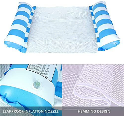 SSYYX Water Hammock 2 Pack Swimming Pool Beach Floating Recliner Inflatable Hammock with Portable Inflator 4-in-1 Multi-Purpose Swimming Chair Be