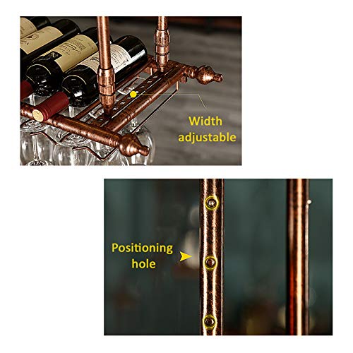 KEppd Wine Rack Wall Mounted - Wine Glass Rack Hanging Metal Wine Glass Holders Hanging Under Shelf Height Adjustable Ceiling Wine Rack Modern Gl