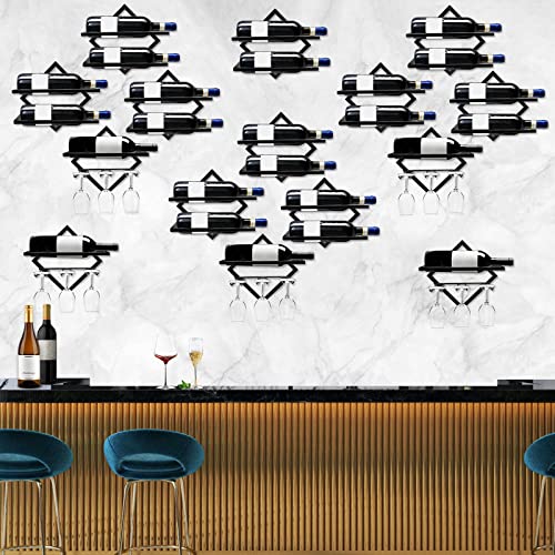Metal Wall Mounted Wine Holder, Upgrade Foldable Hanging Wall Wine Rack Organizer for 2 Liquor Bottles, Red Wine Bottle Display Hanger with Screw