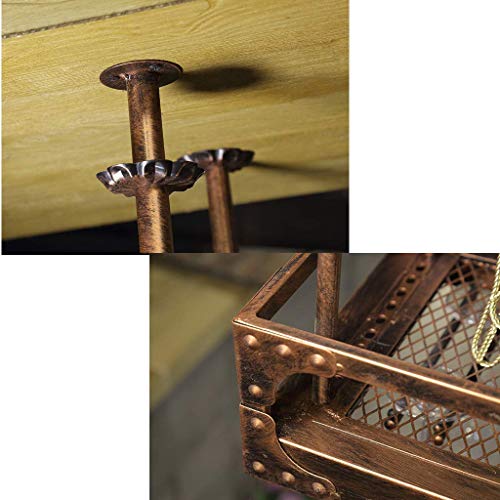 MiroDo Ceiling Wine Rack Metal Hanging Rack Goblet Holder Shelf Stemware Racks Hanging Wine Glass Holder Wine Bottle Holder Wall Shelf Storage Or