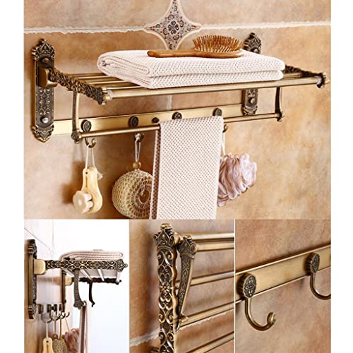 HIGOH Towel Racks,Bathroom Towel Rack Wall Mounted Towel Holder,Bathroom Accessories Antique Bronze Carved Aluminum Bath Hardware Towel Rack,Towe
