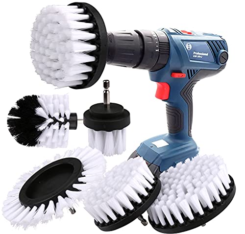 Brush Attachment Drill Set 5 Pieces Drill Brushes Attachment Cleaning Brush Rim Brush Scrubber Cleaning Brush Kit for Rims, Bathtub, Tiles, Kitch