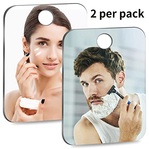 Shatterproof Shower Mirror Fogless For Shaving Mirror (Medium,2 Pack,8"x6")80% Cheaper Than Original,Unbreakable Deluxe Plexiglass Makeup Travel