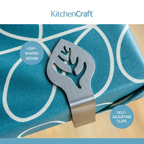 Kitchen Craft, Stainless Steel Tablecloth Weight Clips, Table Cover Clamps, Self-adjusting Safe Attach, Leaf Design, Stainless Steel, 6 x 5 cm, S