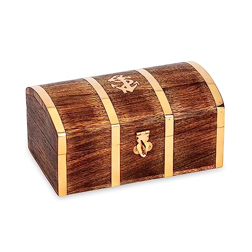 NKlaus Maritime Treasure Chest Real Wood and Brass 18.5 x 11 cm Treasure Chest Treasure Box 14622