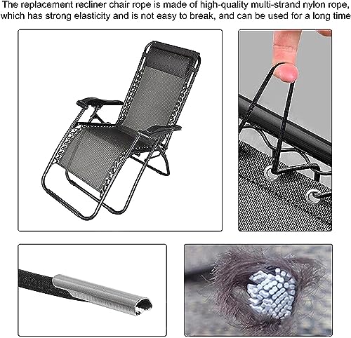 dinghaole Cord Kit for Universal Zero Gravity Chair - Repair Tool Set for Recliners & Garden Chairs - 4 PCS Replacement Elastic Cords - Easy Fix