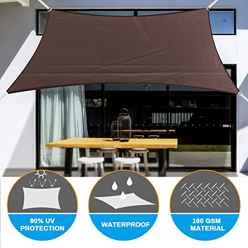Luckits Sun Shade Sail 2mx3m, Waterproof Garden Sail Triangle 160GSM Material Sunshade Cloth Anti-UV Sunscreen Awning Canopy, for Outdoor Garden