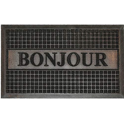 Tapis Deco Door Carpet 45X75 Bonjour, Noir Black
