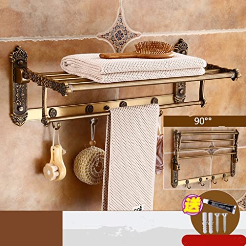 HIGOH Towel Racks,Bathroom Towel Rack Wall Mounted Towel Holder,Bathroom Accessories Antique Bronze Carved Aluminum Bath Hardware Towel Rack,Towe