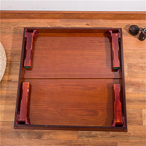 LUKEO Square 80X80cm Floor Table Folding Legs Antique Home Furniture Table for Dining Traditional Low Table