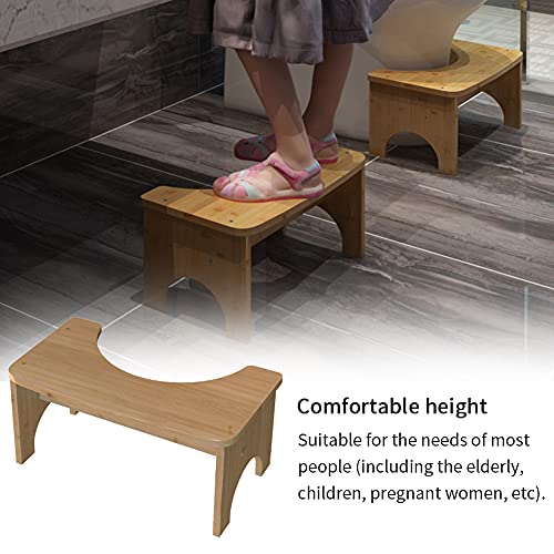 Fiacvrs 35 Degree Heavy Duty C Shape Hunkering Pooping Bamboo Toilet Stool for Bathroom