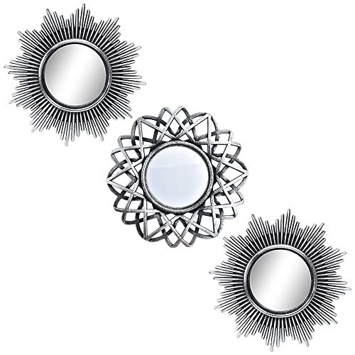 Small Wall Mirrors Decorative Set of 3 | Black and Gold Round Mirrors for Wall Decor Bedroom Living Room | Circle Mirror Wall Decor | Decorative