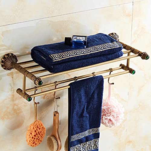 HIGOH Towel Racks,Bathroom Towel Rack Wall Mounted Towel Holder,All-Copper European Antique Bath Towel Rack,Bathroom Rack,Retro Bathroom Wall-Mou