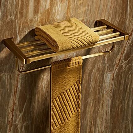 HIGOH Towel Racks, Bathroom Towel Rack Wall Mounted Towel Holder,All Copper Antique Towel Rack,European Retro Bath Towel Holder,Bathroom Wall Mou