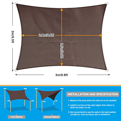 Luckits Sun Shade Sail 2mx3m, Waterproof Garden Sail Triangle 160GSM Material Sunshade Cloth Anti-UV Sunscreen Awning Canopy, for Outdoor Garden