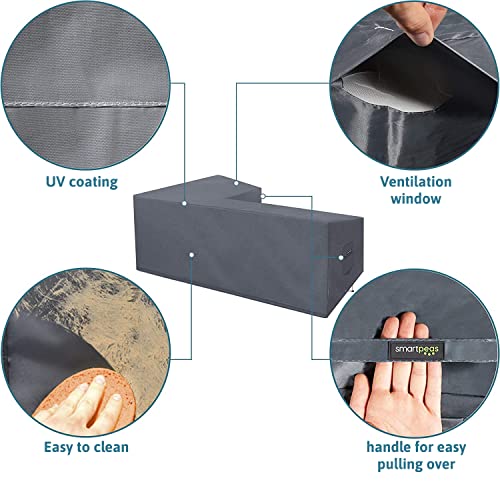 smartpeas L Shaped Outdoor Furniture Covers for Garden - Dimension 255x255x100 cm 70 - Grey Waterproof Cover for Patio Corner Sofa in L Shape - P