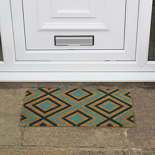 JVL Eco-Friendly Latex Backed Coir Door Mat, Rhombus,Natural,40 x 70 cm Approx.
