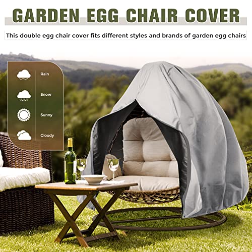 Garden Egg Chair Cover Double Patio Hanging Egg Chair Cover Waterproof 420D Oxford Fabric Swing Chair Cover with Drawstrings Double Cocoon Chair