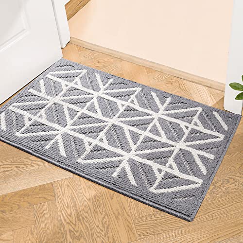 comfoyar Dirt Trapper Door Mats Indoor, Non Slip Machine Washable Entrance Rug, Super Absorbent Low Profile Floor mat for Dog Muddy Paws, Front D