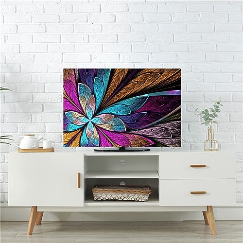 Qvo Indoor TV Cover Cloth, Dust-Proof Polyester Fiber Art Printing TV Screen Protector Cover, For 30 To 80 Inch LED, LCD, OLED Smart TV(Size:75in