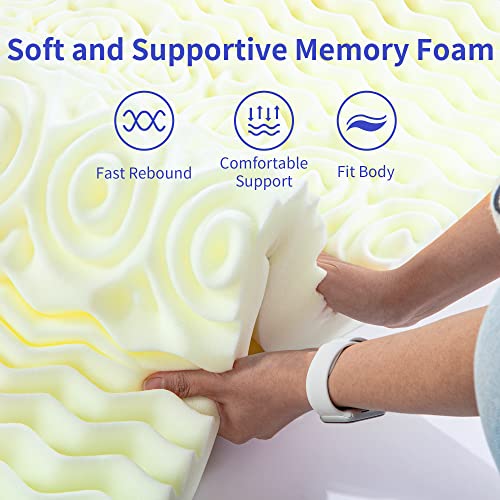 HOMBYS Memory Foam Lash Bed Topper with Removable Cover, 3" Thickness Massage Table Mattress Topper with Elastic Bands, 5-Area Design, Non-Slip L