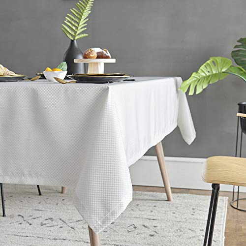 HSYLYM Waterproof Table Cloth Rectangular Polyester Washable,Plain Table Cover Suitable for Indoor and Outdoor Use,Ecru,135x240cm(53x94in)