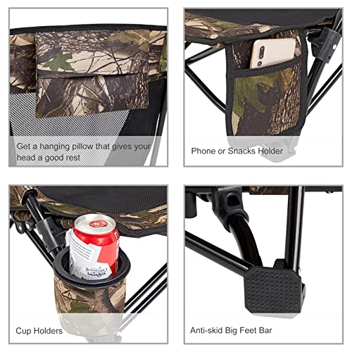 G4Free Upgraded Low Beach Chair Camping Chairs Compact Concert Lumbar Back Support Festival Chair with Carry Bag
