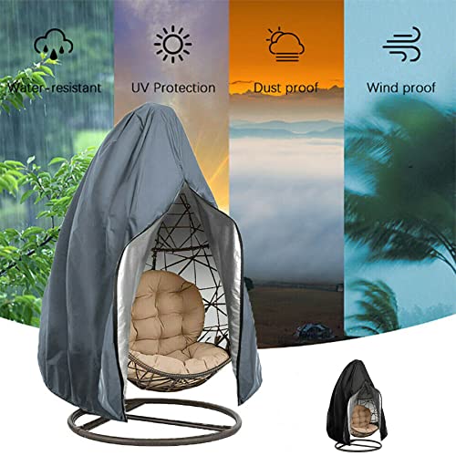 HomeMiYN Egg Chair Cover Patio Hanging Chair Cover, Outdoor Swing Chair Cover with Zipper, Waterproof Windproof Oxford Fabric Durable Garden Furn