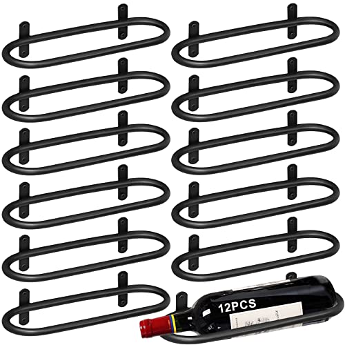 KHayRovies Set of 12 Metal Wine Rack Wall Mounted,Hanging Red Wine Shelf Champagne Bottle Rack Cabinet Organizer,Iron Liquor Bottle Display Holde