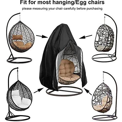 Egg Chair Cover Patio Waterproof Oxford Garden Cocoon Swing Hanging Egg Chair Protective Cover Rattan Wicker Garden Lawn Chair Protector Black