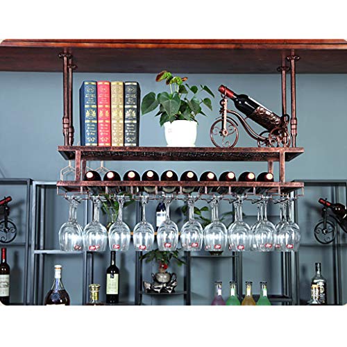 PIBM Retro European Wrought Iron Wine Rack Bar Double Wall Hanging Wine Cabinet Wine Wine Display Rack Rack Fashion Creative Wine Glass Rack J111