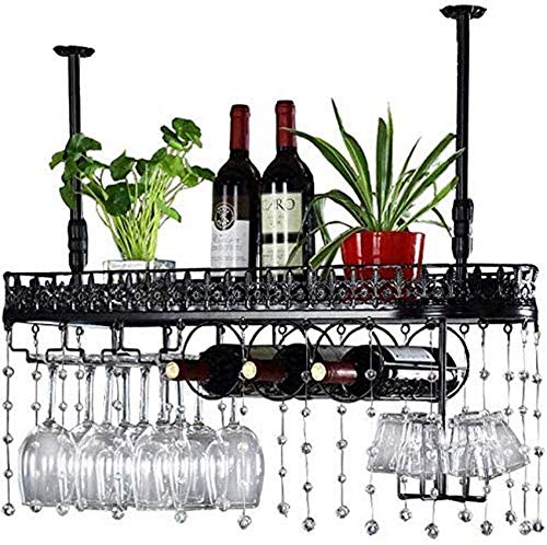 EYLINK Wine Racks,Wine Lovers/Ceiling Wine Racks Wall Mounted Hanging Wine Bottle Holder Metal Iron Wine Glass Rack Goblet Stemware Racks Bar Dec