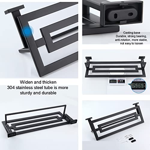 HIGOH Towel Racks,Bathroom Towel Rack Wall Mounted Towel Holder,Fashion Stainless Steel Towel Rack,Matte Bathroom Towel Double Shelf,Bathroom Har