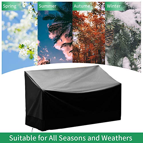 Garden Bench Cover, Waterproof 2 Seater Outdoor Bench Seat Covers Heavy Duty Windproof Patio Furniture Cover, Anti-UV Tear Resistant 210D Oxford