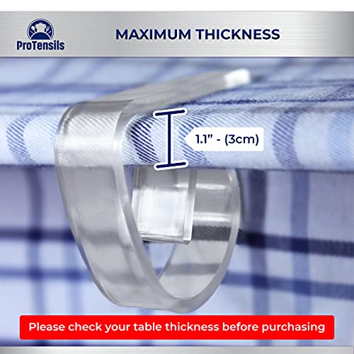 ProTensils 30 Pcs Clear Picnic Tablecloth Clips, Transparent Outdoor Table Clips for upto 1.1" table thickness