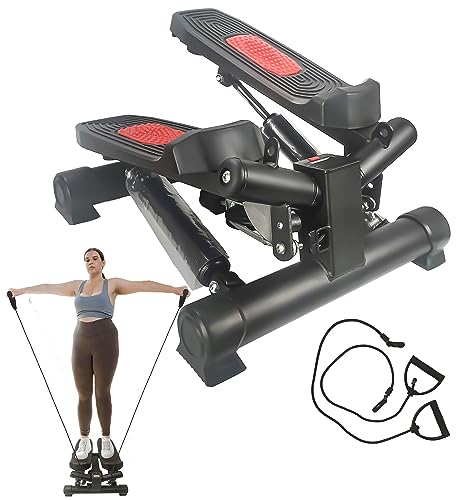 Steppers for Exercise,Stair Stepper with LCD Monitor,Resistance Bands,Mini Stepper with 300LBS Loading Capacity,Portable Stair Stepper Exercise E