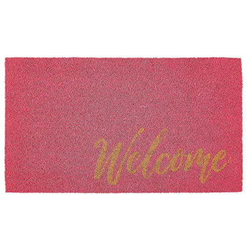 mDesign Decorative Doormat – Natural Coir Doormat with Script Writing – Welcome Mat for Indoor and Outdoor Use – Black/Brown