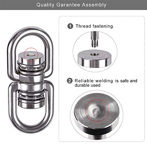 SELEWARE Permanent Antirust Stainless Steel Bearing Swing Swivel, Up to 544kg 360° Rotational Device Hanging Accessory for Web Tree Swing, Hammoc