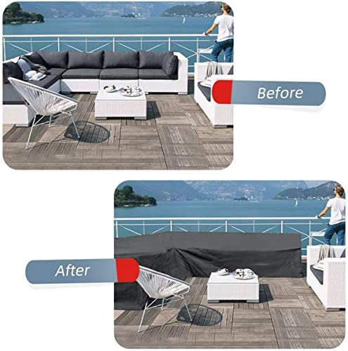 Orgrul V-Shape Garden Furniture Cover Waterproof,Windproof,outdoor Rattan Corner Sofa Cover with Waterproof Tape,heavy duty Oxford Fabric L Shape