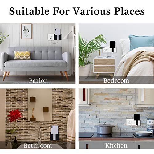 CIOUYAOS 4PCS Wall Mount Phone Holder with Adhesive, Charging Stand Holders with Data Cable Receiving Hole, Multipurpose Control Storage Box for
