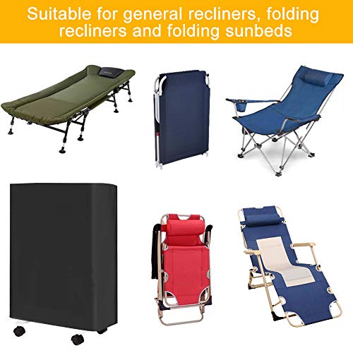 KLYNGTSK Outdoor Folding Reclining Chair Cover 210D Oxford FabricGarden Stacking Chair CoversWaterproof Dustproof UV Resistant Patio Folding Cove