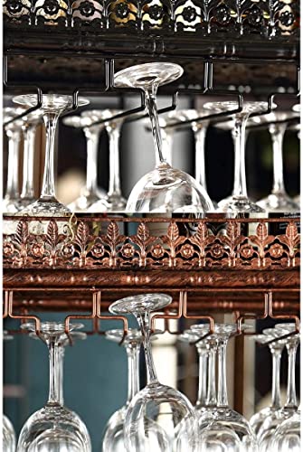 PIBM Bar Fashion Creative Wine Glass Rack Suspension Wine Rack Ceiling Wine Bottle Rack European Style Goblet Holder Ktv J1022, Black , L120×W35c