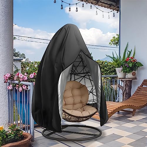 NEVERLAND Large Egg Chair Covers Waterproof Egg Chair Covers with Zipper and Telescopic Pole 210D Heavy Duty Veranda Garden Cover for egg chair o