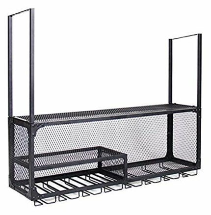 SUCHETA Hanging Wine Rack with Glass Holder and Shelf, Wine Lovers Bar Furniture& Wine Racks Wall Mounted Ceiling Hanging/Suspended Wine Glass Ho