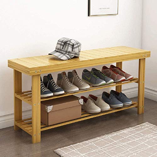 JYDQM 3-Tier Shoe Rack Bench Shoe Organizer, Storage Shelf, Load Bearing 220 Lbs