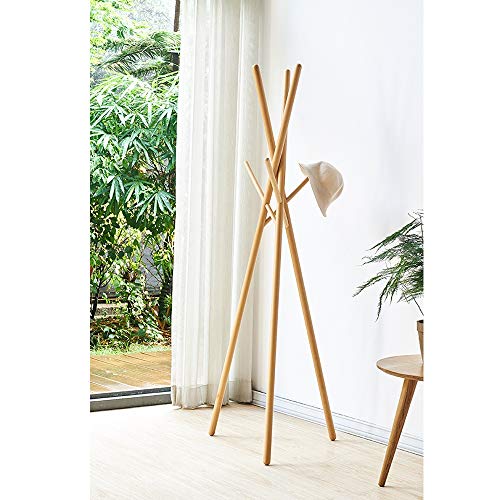 FOUNCY Coat Rack Freestanding Coat Stand Hat Coat Stand Heavy Bedroom Hallway Free StandingClothes Hat Rack Hangers Wooden Hanger