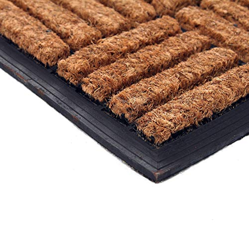 Coco & Coir Door Mat Indoor/Outdoor | 100% Natural Coir Weather Resistant Eco-friendly Entrance Mat (Shortbread)