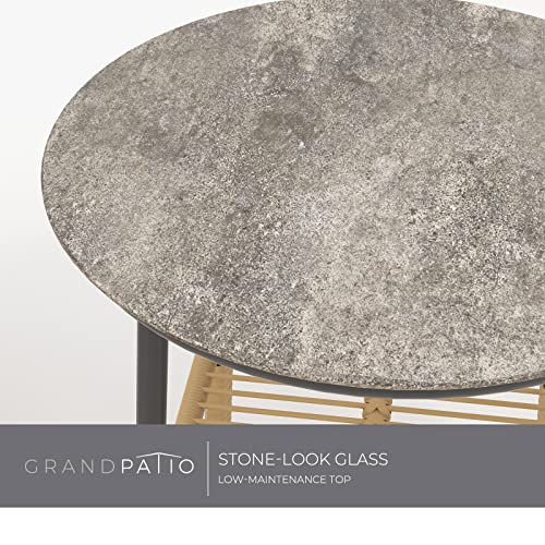 Grand patio Bistro Set 3-Piece All-Weather Wicker Steel Modern Boho Glam rattan garden furniture,Tan