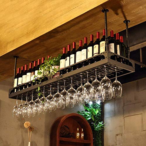MiroDo Wall Mounted Wine Bottle Rack/Hanging Wine Holder from Ceiling/Wall Wine Rack for Wine Bottles/Floating Wine Shelf and Glass Rack Set Wall