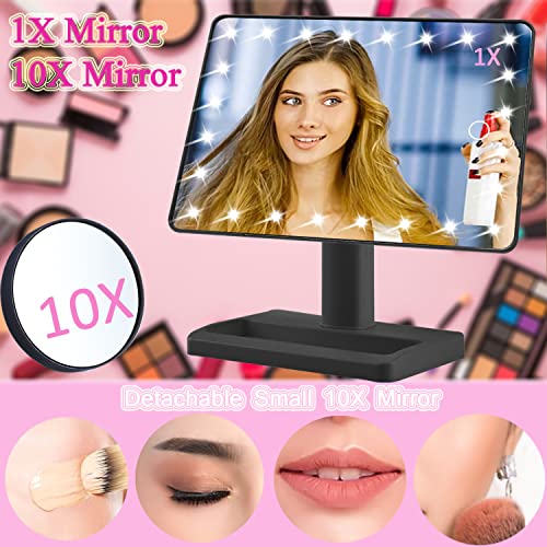 Hi-ERA Led Makeup Mirror with 24 LED Lights, Vanity Mirror with Lights, Mirror Makeup for Dressing Table, Light Up Mirror with 10x Magnifying Mir